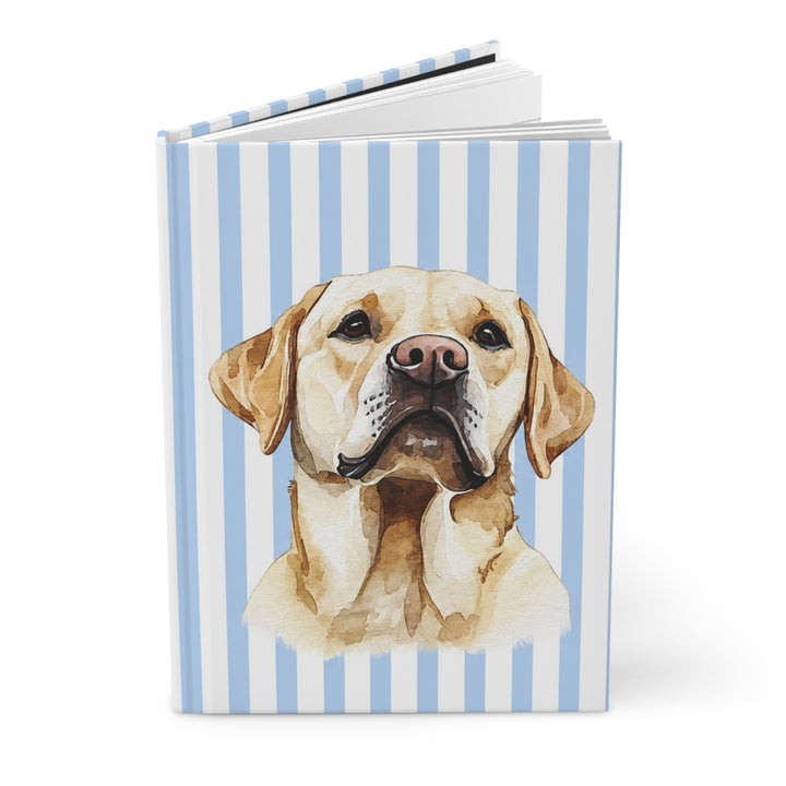 Yellow Lab Journal, Blue Stripe Hardcover Notebook, Labrador Mom Gift, New Puppy Gift