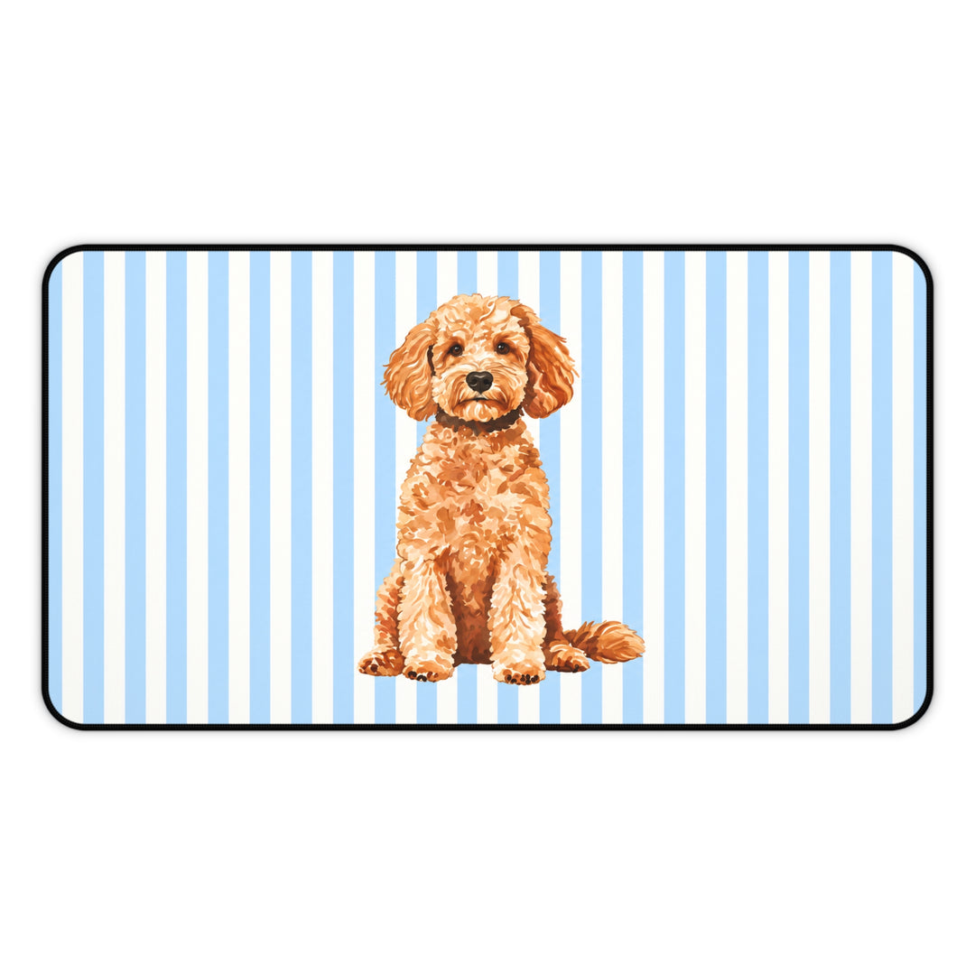 Goldendoodle Desk Mat, Blue Stripe Dog Mouse Pad, Doodle Mom Gift
