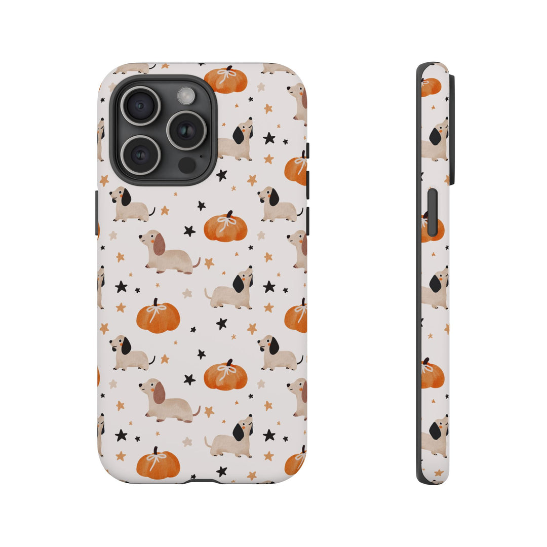Dachshund Pumpkin Tough iPhone Case, Cute Fall Dog Phone Cover, Matte or Glossy
