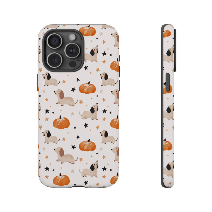 Dachshund Pumpkin Tough iPhone Case, Cute Fall Dog Phone Cover, Matte or Glossy
