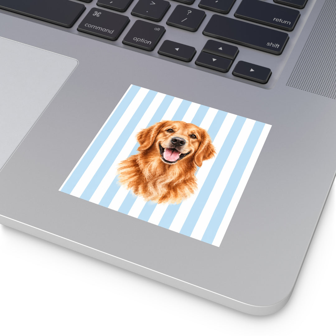 Custom Watercolor Dog Sticker, Light Blue White Stripes, Personalized Pet Photo Vinyl Decal, Dog Mom Gift