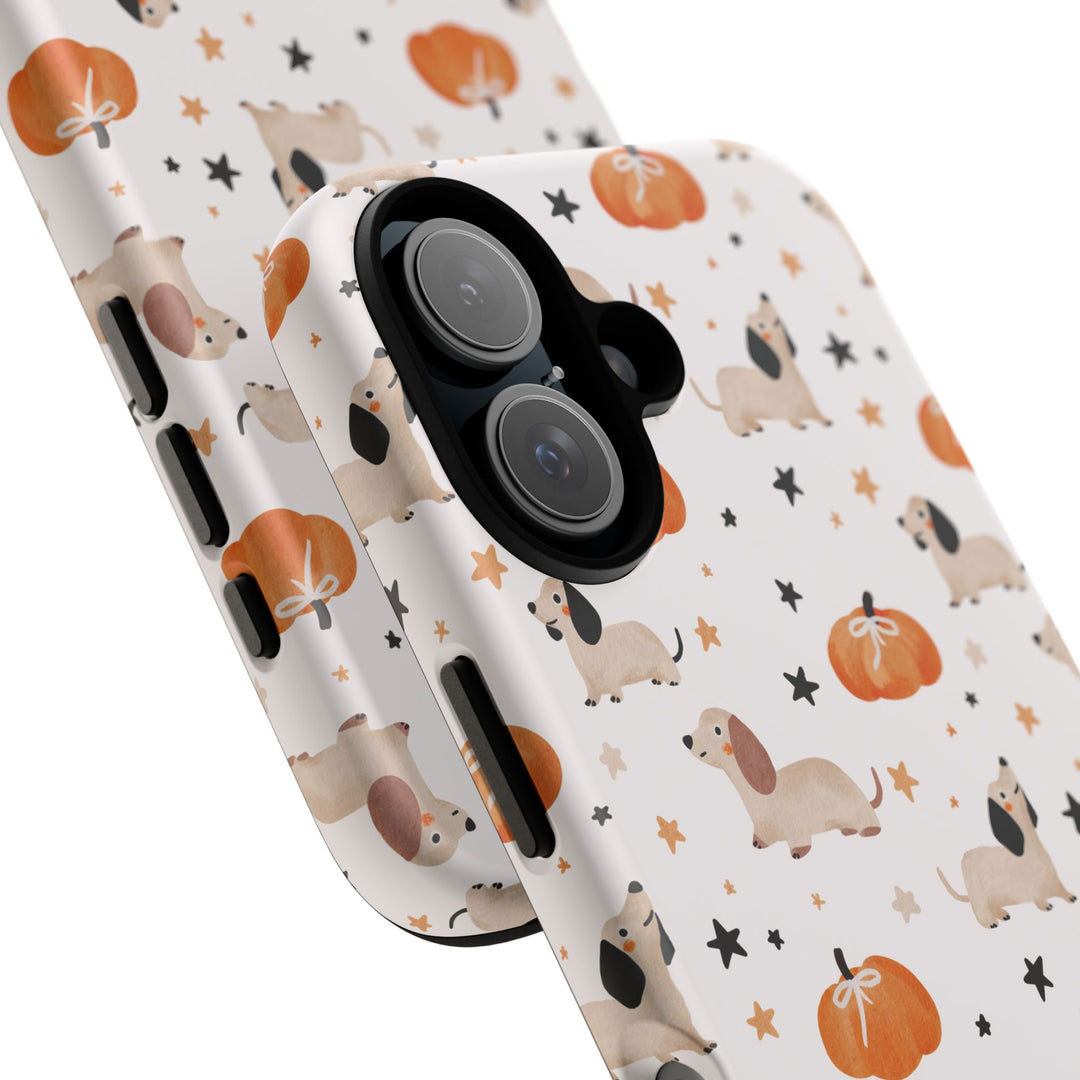 Dachshund Pumpkin Tough iPhone Case, Cute Fall Dog Phone Cover, Matte or Glossy