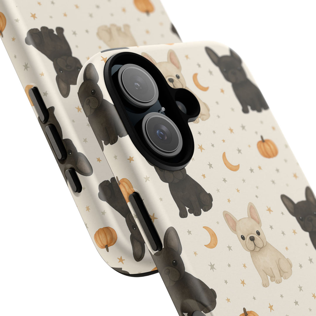 French Bulldog Pumpkin Tough iPhone Case, Cute Fall Frenchie Phone Cover, Matte or Glossy