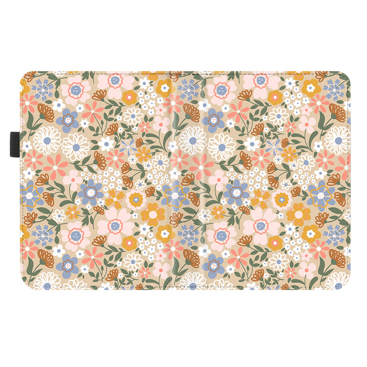 Blue & Yellow Floral Kindle Case with Stand & Hand Strap