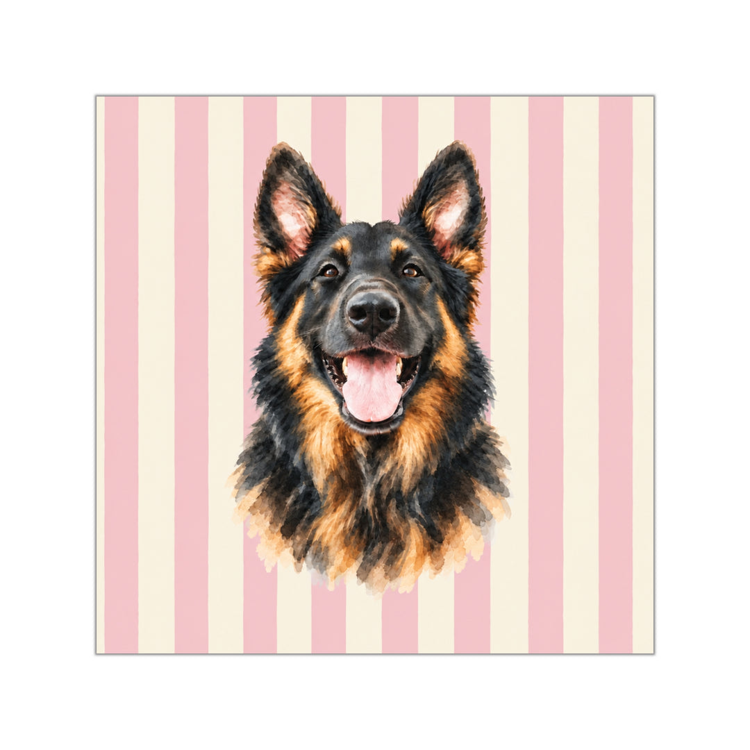Custom Watercolor Dog Sticker, Light Pink Cream Stripes, Personalized Pet Photo Vinyl Decal, Dog Mom Gift