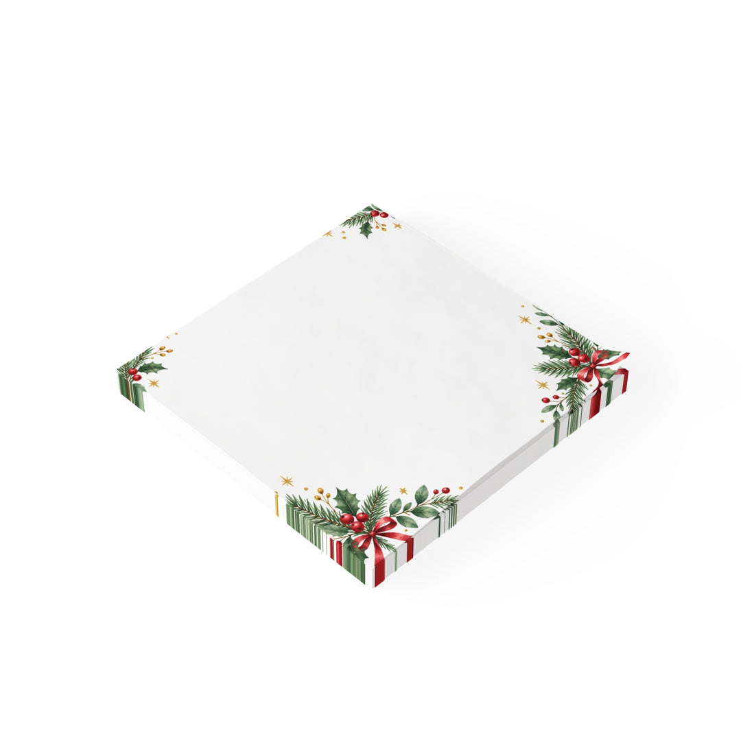 Christmas Sticky Notes, 3x3 Post-it® Pad, Holly & Evergreen Holiday Stationery, 50 Sheets