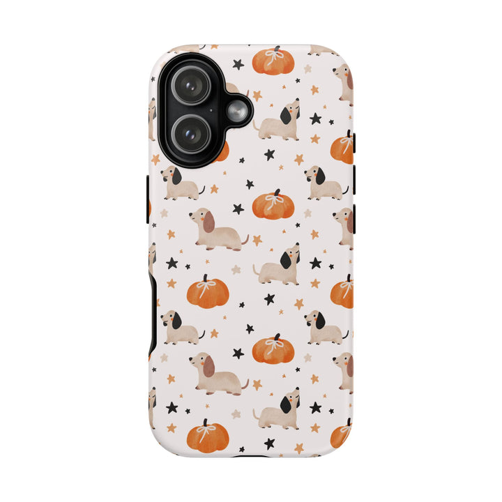Dachshund Pumpkin Tough iPhone Case, Cute Fall Dog Phone Cover, Matte or Glossy