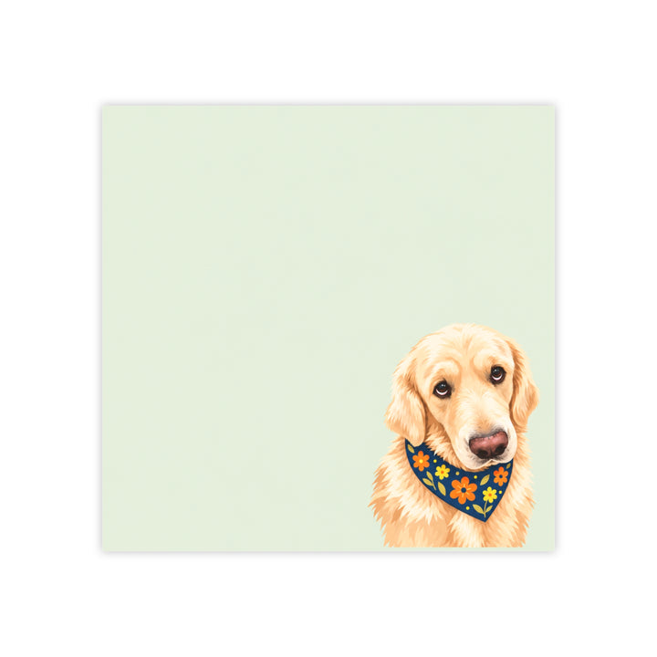 Custom Dog Portrait Sticky Notes - Sage Green Floral Bandana Pet Photo Notepad