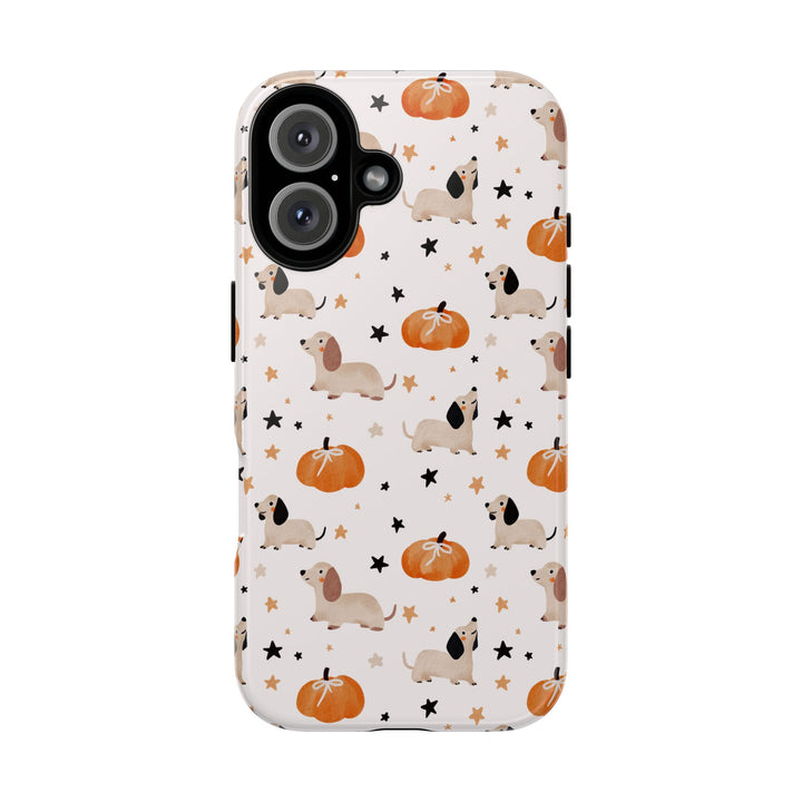 Dachshund Pumpkin Tough iPhone Case, Cute Fall Dog Phone Cover, Matte or Glossy