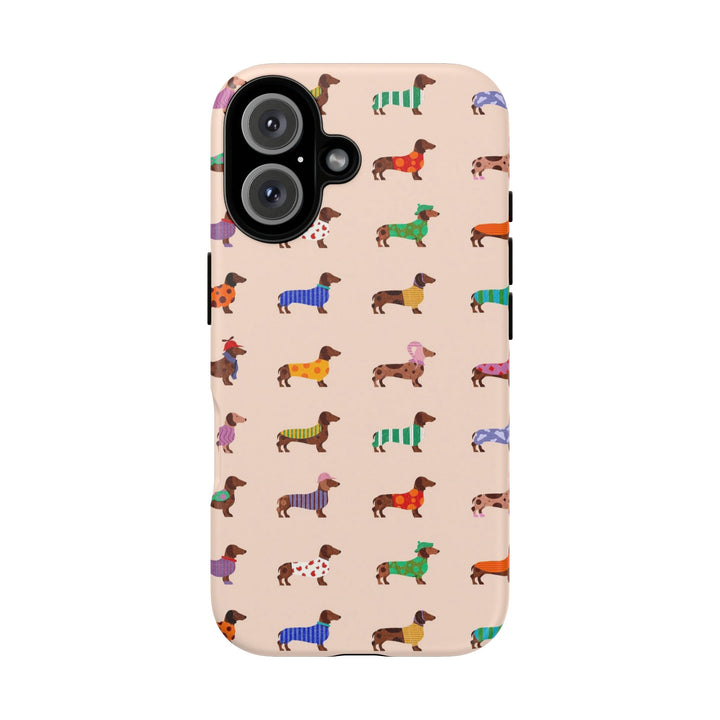 Dachshund Sweater Tough iPhone Case, Colorful Wiener Dog Phone Cover, Matte or Glossy