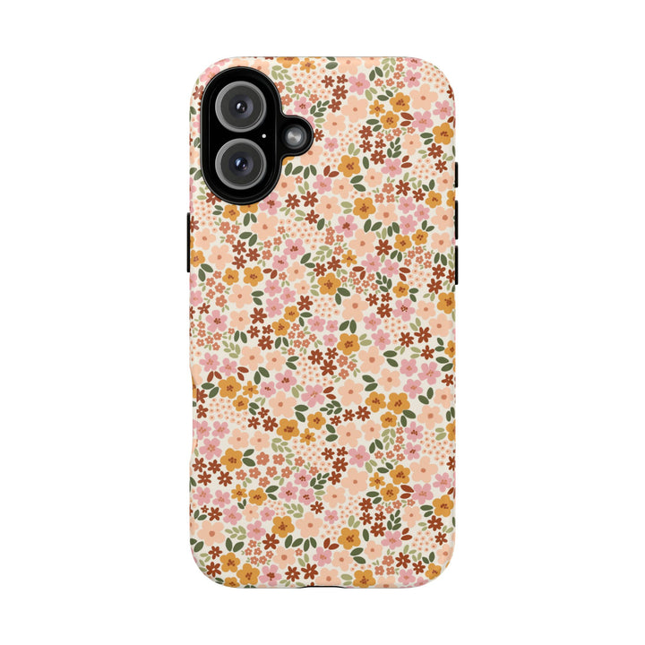 Retro Fall Floral Tough iPhone Case, Autumn Flower Phone Cover, Matte or Glossy