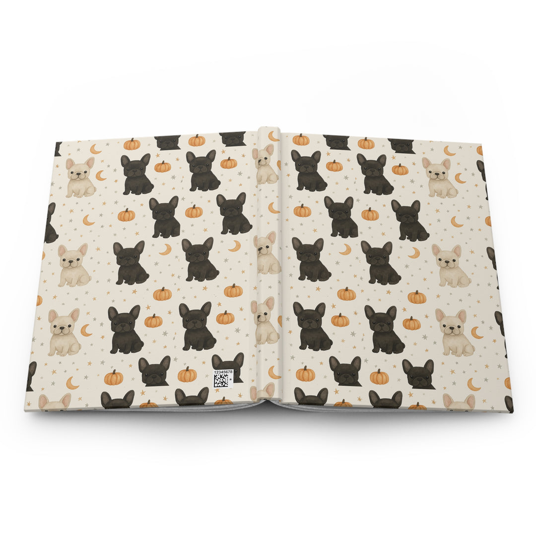 French Bulldog Pumpkin Hardcover Notebook, Fall Frenchie Lined Journal, Dog Lover Gift