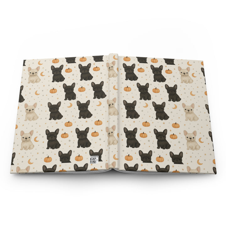 French Bulldog Pumpkin Hardcover Notebook, Fall Frenchie Lined Journal, Dog Lover Gift