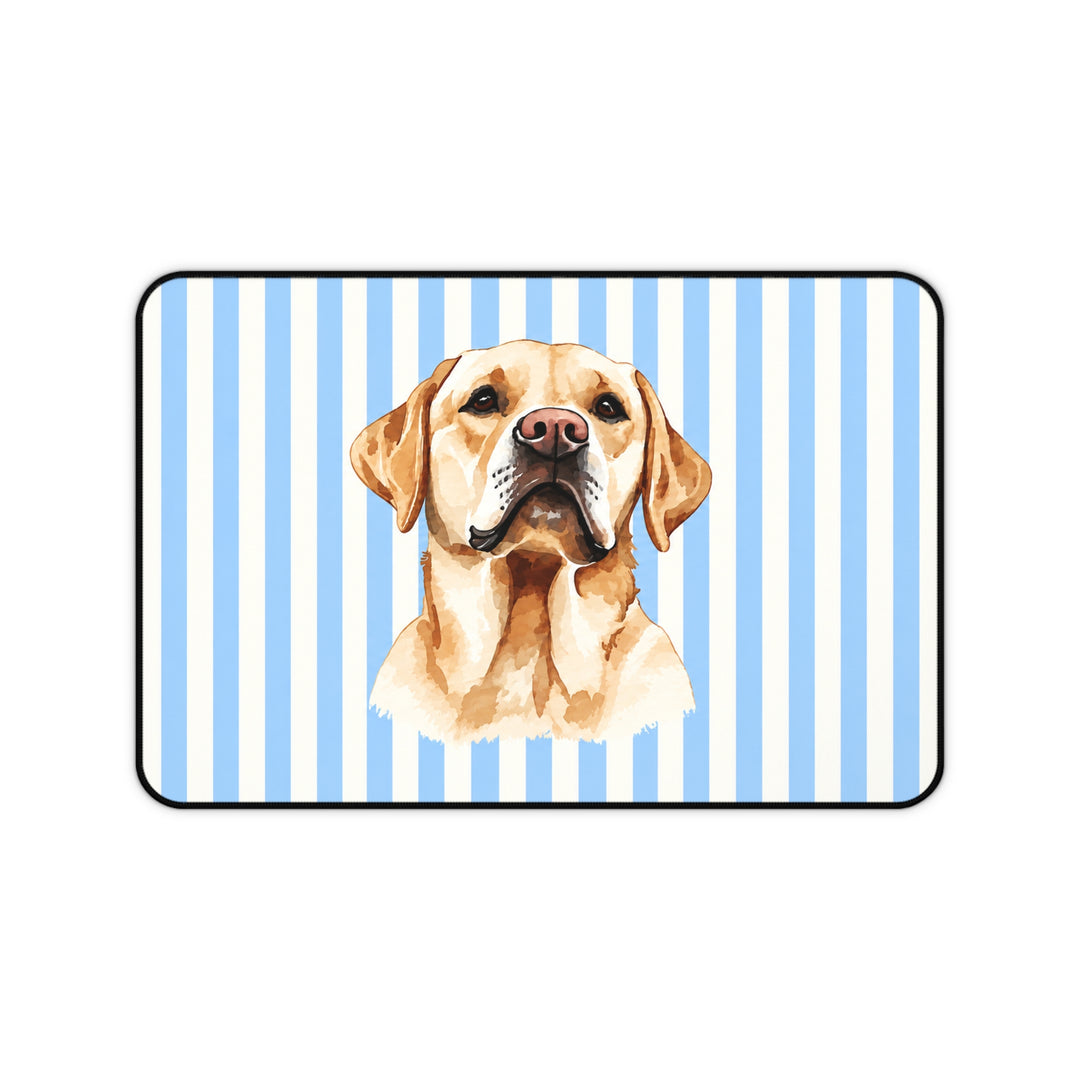 Yellow Lab Desk Mat, Blue Stripe Labrador Mouse Pad, Lab Mom Gift