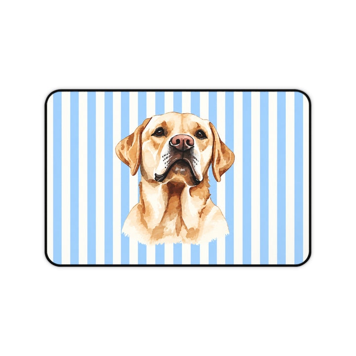Yellow Lab Desk Mat, Blue Stripe Labrador Mouse Pad, Lab Mom Gift