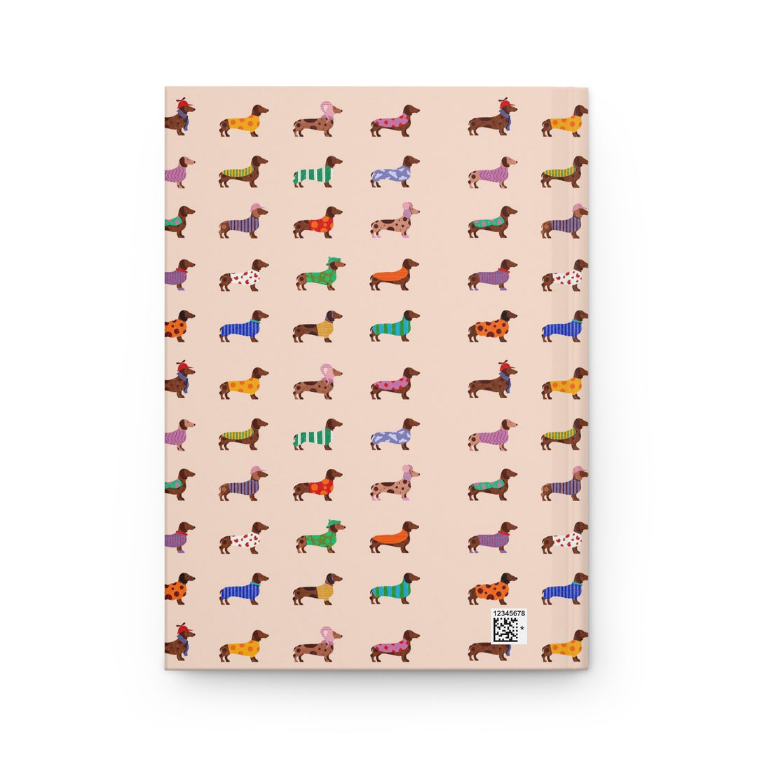 Dachshund Sweater Hardcover Notebook, Colorful Wiener Dog Lined Journal, Dog Lover Gift