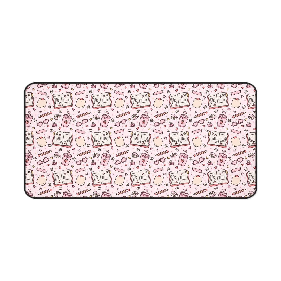 Pink Stationery Desk Mat, Cute Planner and Pencil Desk Pad, Back to School Large Mouse Pad