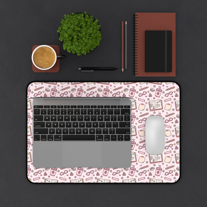 Pink Stationery Desk Mat, Cute Planner and Pencil Desk Pad, Back to School Large Mouse Pad