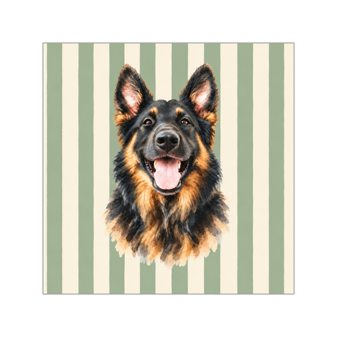 Custom Watercolor Dog Sticker, Sage Green Cream Stripes, Personalized Pet Photo Vinyl Decal, Dog Mom Gift