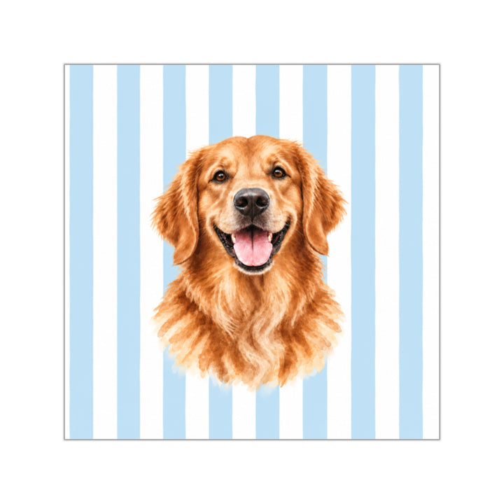 Custom Watercolor Dog Sticker, Light Blue White Stripes, Personalized Pet Photo Vinyl Decal, Dog Mom Gift