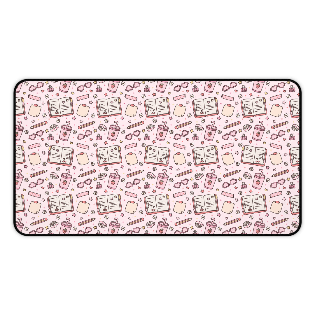 Pink Stationery Desk Mat, Cute Planner and Pencil Desk Pad, Back to School Large Mouse Pad