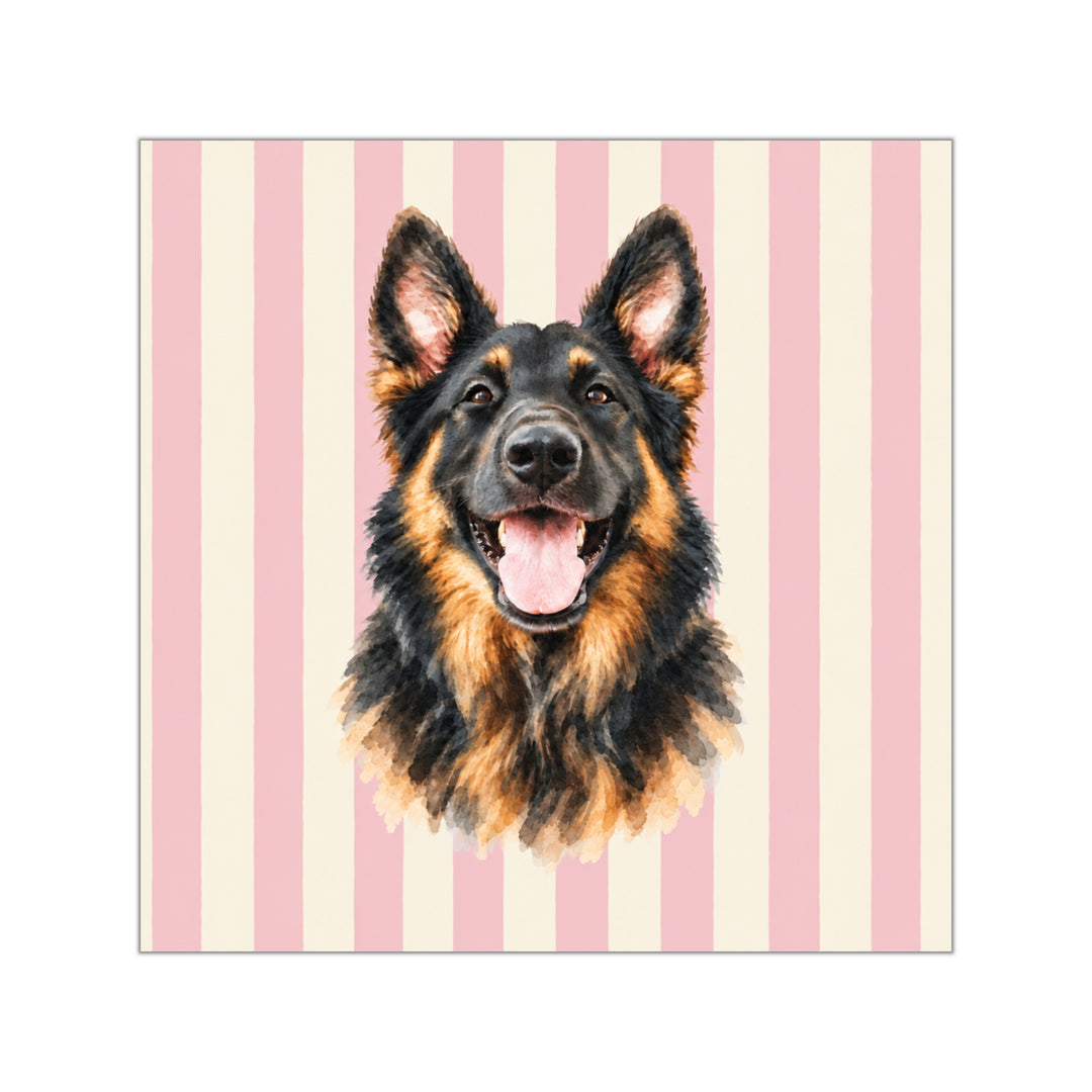 Custom Watercolor Dog Sticker, Light Pink Cream Stripes, Personalized Pet Photo Vinyl Decal, Dog Mom Gift