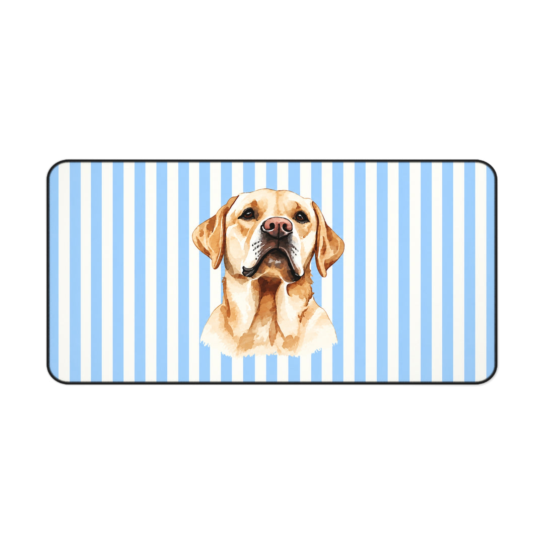 Yellow Lab Desk Mat, Blue Stripe Labrador Mouse Pad, Lab Mom Gift