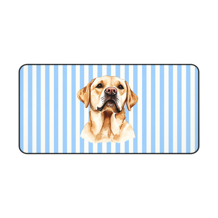 Yellow Lab Desk Mat, Blue Stripe Labrador Mouse Pad, Lab Mom Gift