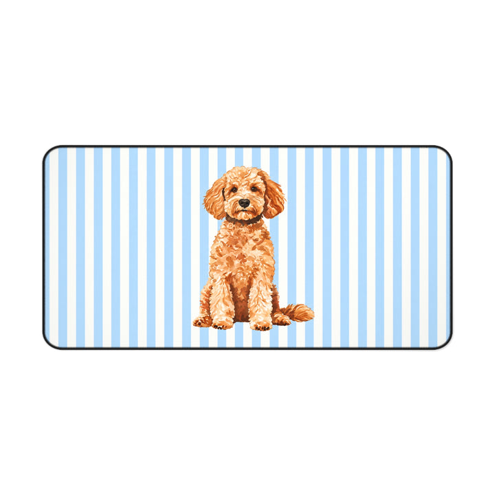 Goldendoodle Desk Mat, Blue Stripe Dog Mouse Pad, Doodle Mom Gift