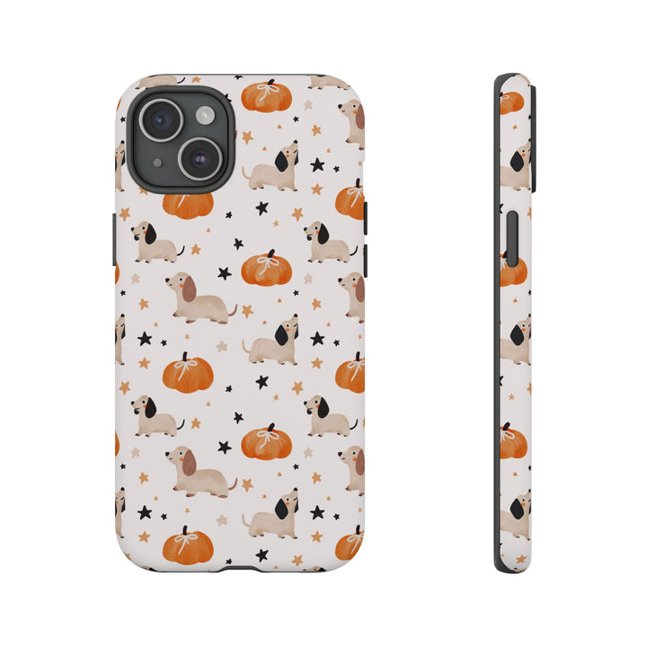 Dachshund Pumpkin Tough iPhone Case, Cute Fall Dog Phone Cover, Matte or Glossy