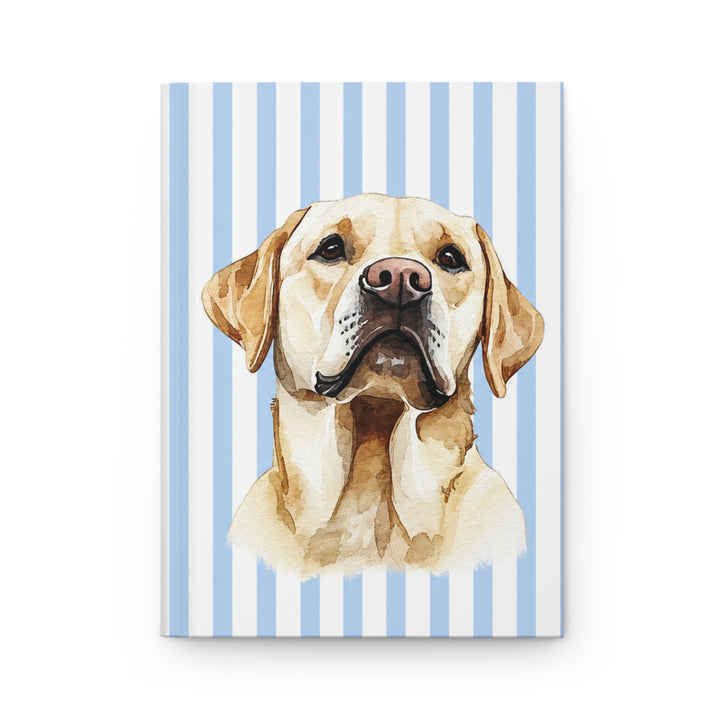 Yellow Lab Journal, Blue Stripe Hardcover Notebook, Labrador Mom Gift, New Puppy Gift