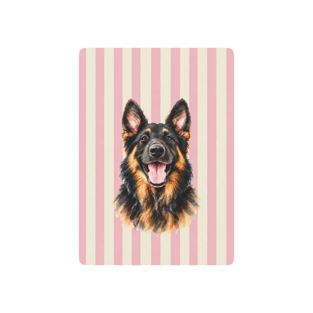 Custom Watercolor Dog Playing Cards, Light Pink Cream Stripes, Personalized Pet Photo Poker Deck