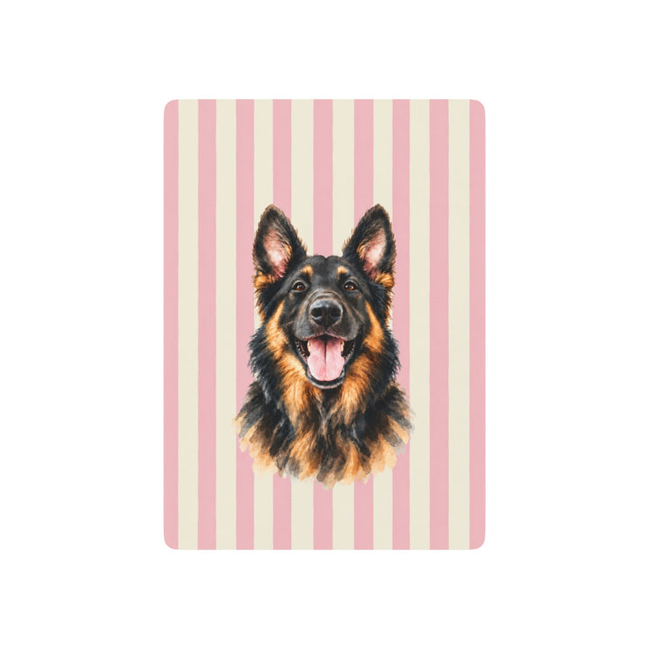 Custom Watercolor Dog Playing Cards, Light Pink Cream Stripes, Personalized Pet Photo Poker Deck
