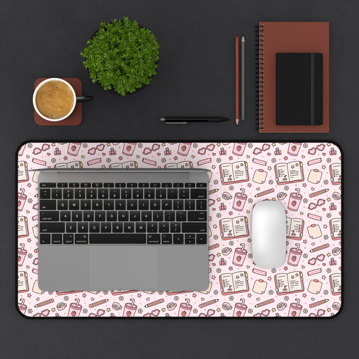 Pink Stationery Desk Mat, Cute Planner and Pencil Desk Pad, Back to School Large Mouse Pad