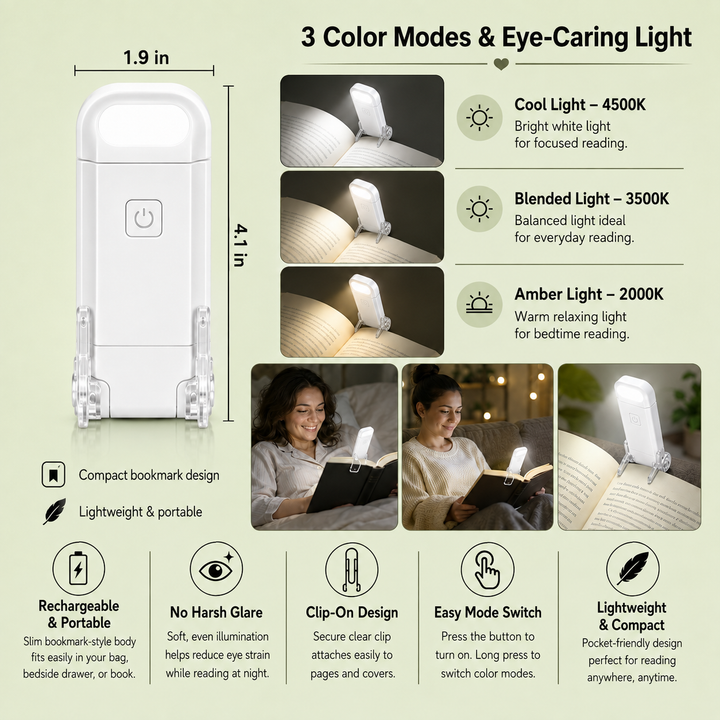 Clip-On Book Light - Rechargeable