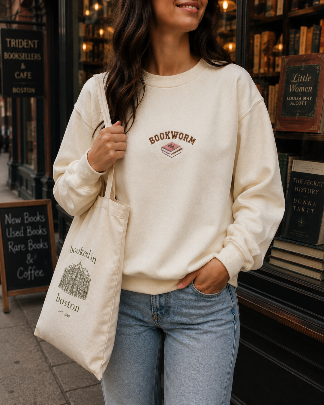 Embroidered Bookworm Sweatshirt, Cozy Bookish Sweatshirt