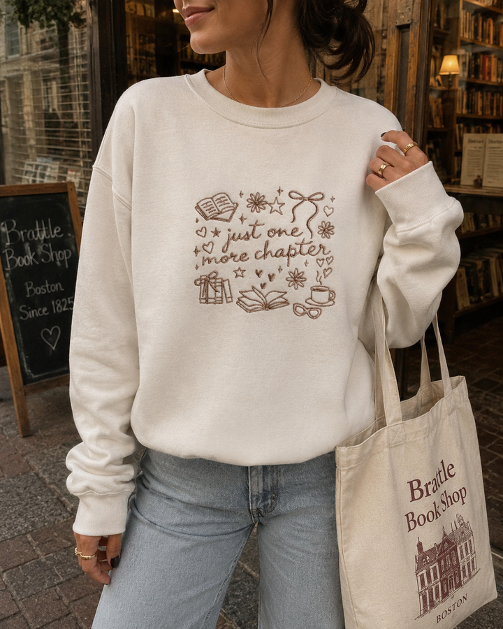 Embroidered Just One More Chapter Sweatshirt