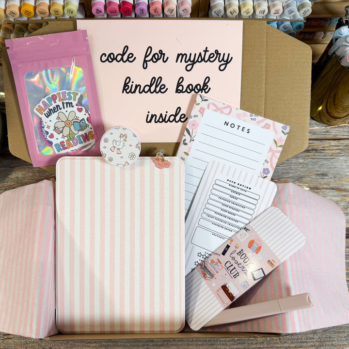 Ivory Pink Stripes Pink Luxury Blind Date with A Kindle Box