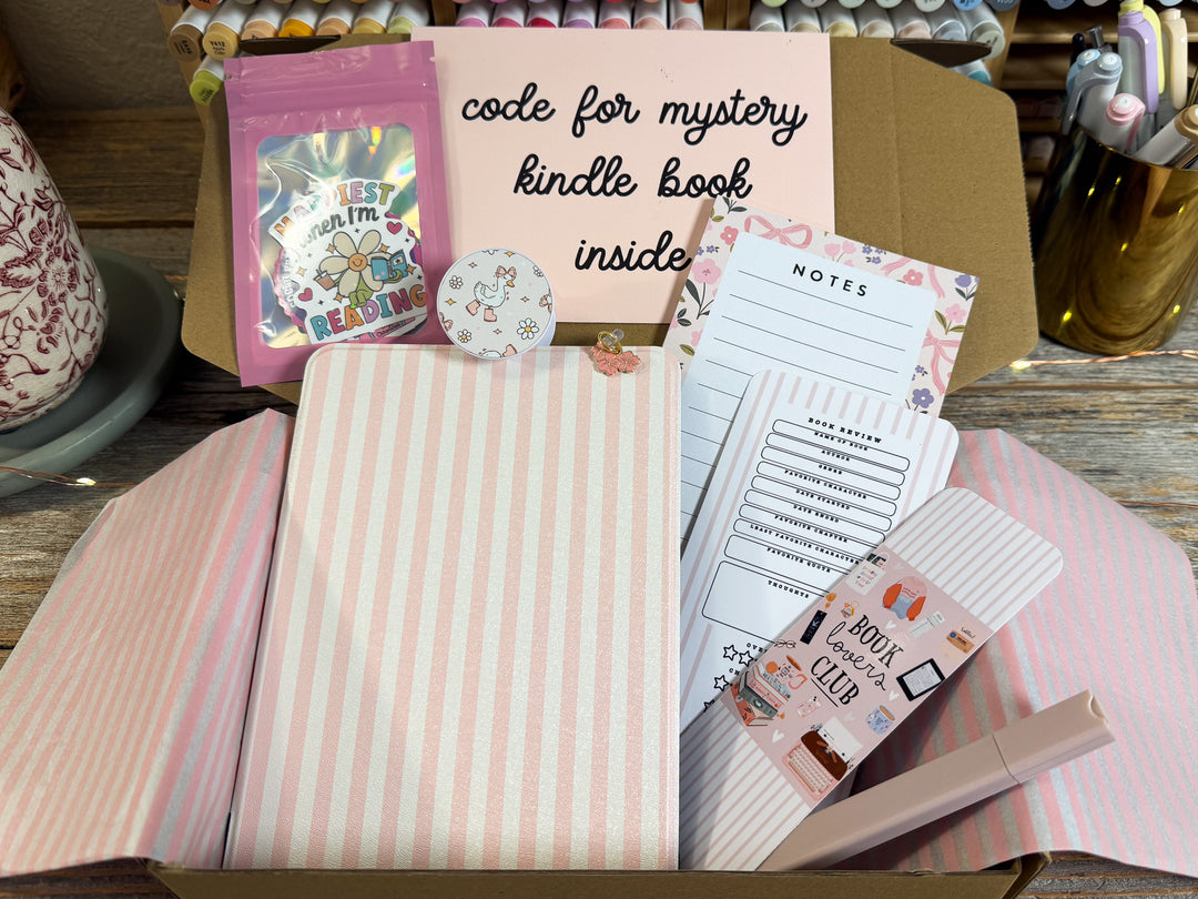 Ivory Pink Stripes Pink Luxury Blind Date with A Kindle Box