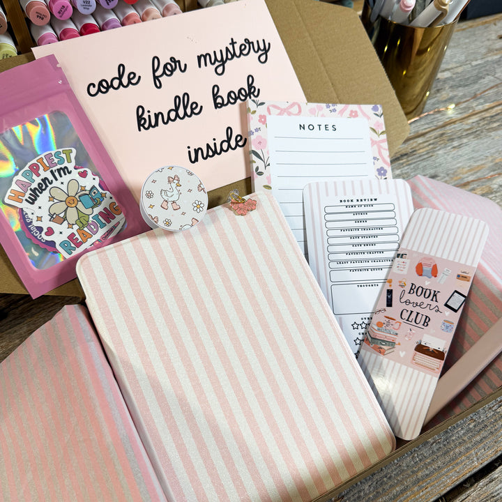 Ivory Pink Stripes Pink Luxury Blind Date with A Kindle Box