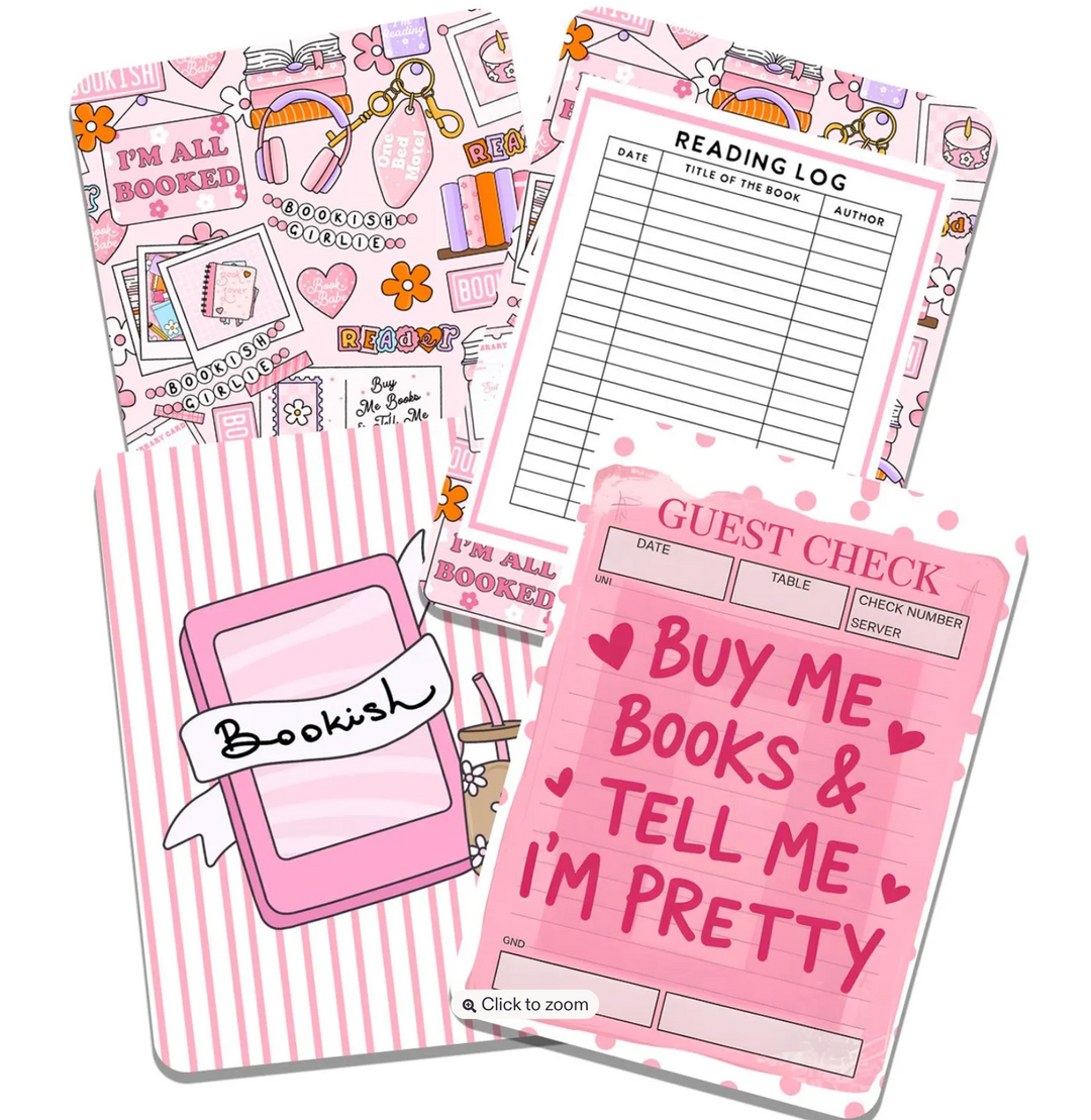 Pink Bookish Kindle Insert Set - 4 Pcs