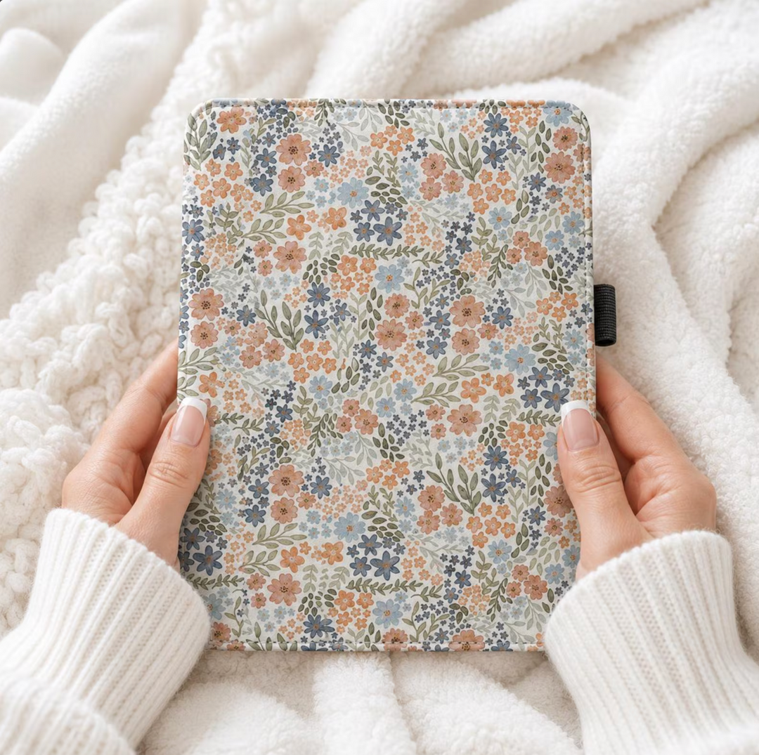Watercolor Floral Kindle Case with Stand & Hand Strap