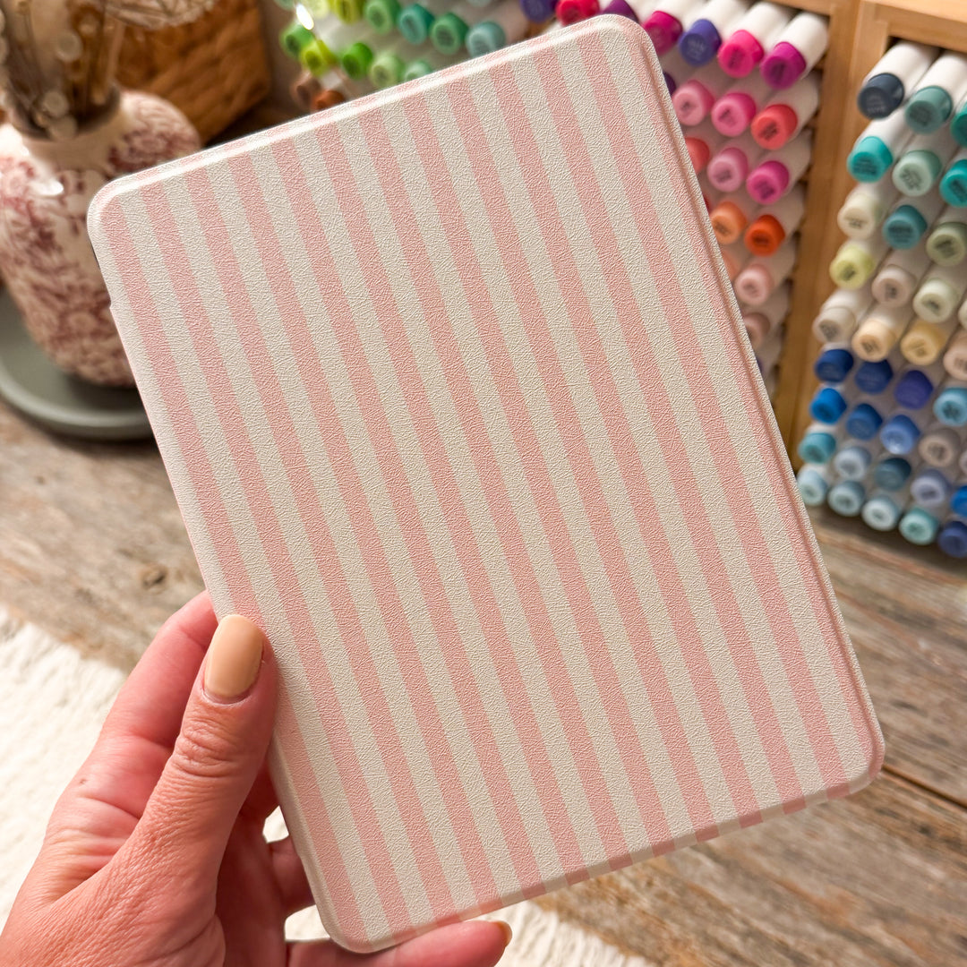 Ivory Pink Stripes Kindle Case for 12th Gen Paperwhite & Colorsoft