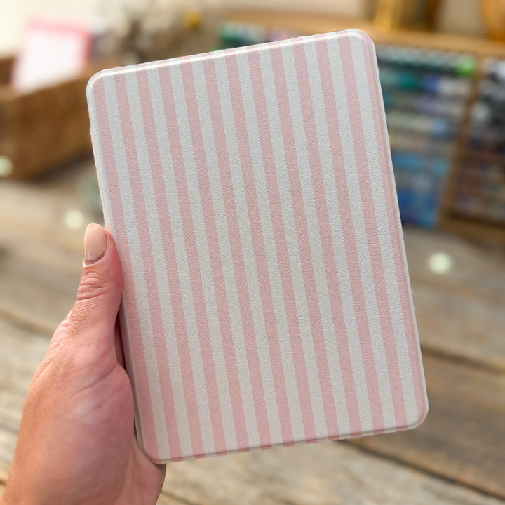 Ivory Pink Stripes Kindle Case for 12th Gen Paperwhite & Colorsoft
