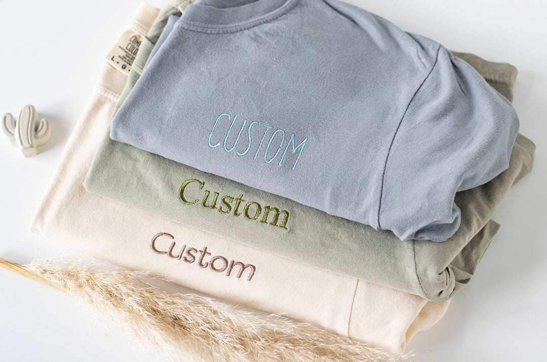 Custom Embroidered Comfort Colors T shirt, Custom Embroidered Tshirt, Embroidered Tee, Embroidered T Shirt, Personalized ACP97C X