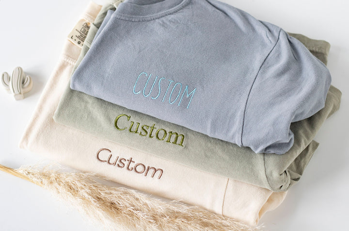 Custom Embroidered Comfort Colors T shirt, Custom Embroidered Tshirt, Embroidered Tee, Embroidered T Shirt, Personalized ACP97C X