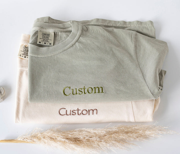 Custom Logo Embroidered Comfort Colors T shirt, Custom Embroidered T-shirt, Embroidered Tee, Custom Embroidered T Shirt, Business Logo, 97