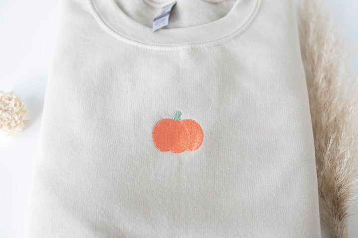 Embroidered Pumpkin Sweatshirt, Embroidered Fall Sweatshirt, Halloween Crewneck, Thanksgiving Sweatshirt, Trendy Fall Sweatshirt, MP1-C-U-97