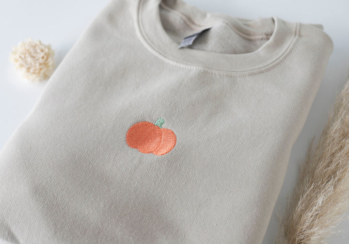 Embroidered Pumpkin Sweatshirt, Embroidered Fall Sweatshirt, Halloween Crewneck, Thanksgiving Sweatshirt, Trendy Fall Sweatshirt, MP1-C-U-97