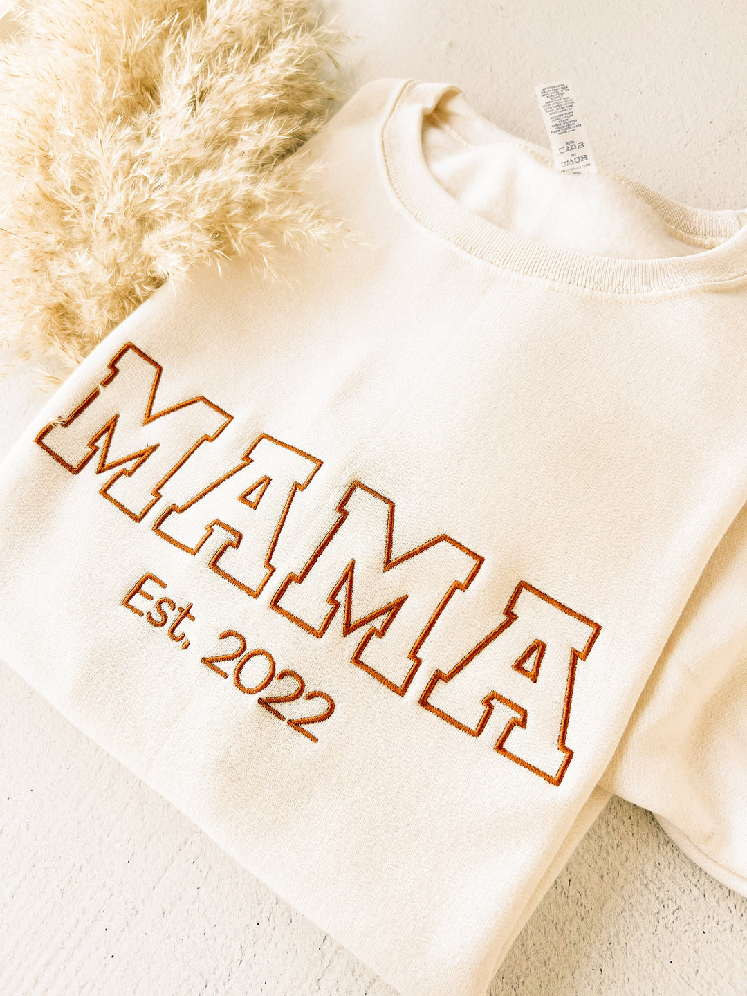 Custom Embroidered Crewneck, Sleeve Mama Grammy Embroidered Crew, Embroidered Mom mama Grandmother Sweatshirt with Kids Names CMC250C X